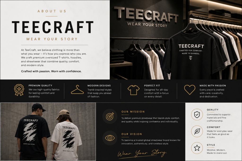 About TeeCraft – Premium Oversized T-Shirts & Modern Streetwear